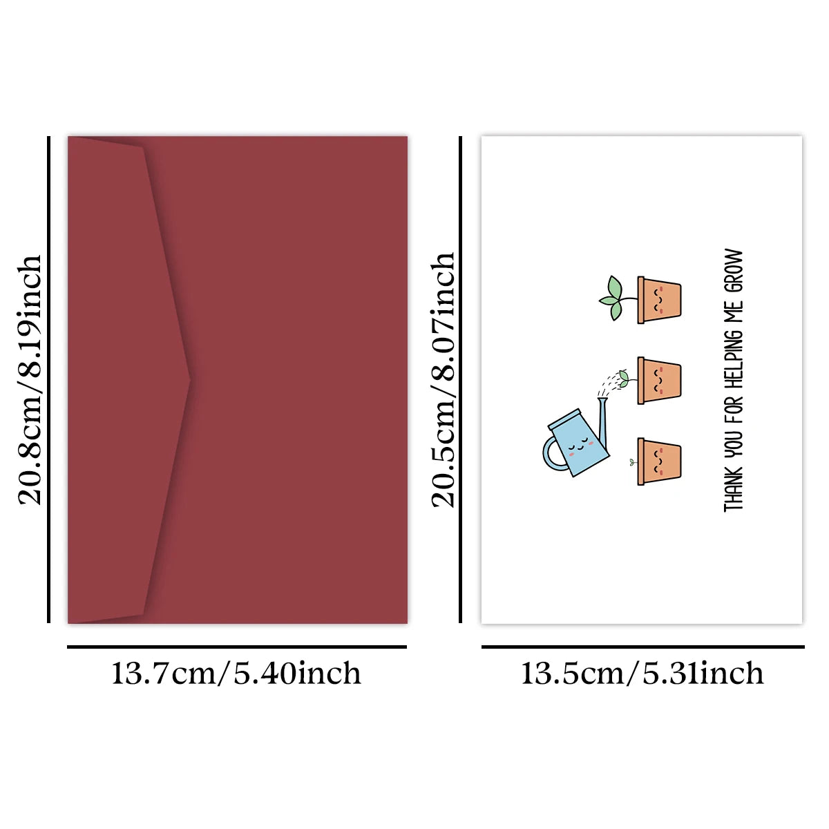 1pc Cute Design Thank You Card With Envelope For Teachers-Thank You For Helping Me Grow, Great Teacher Day Appreciation Gifts