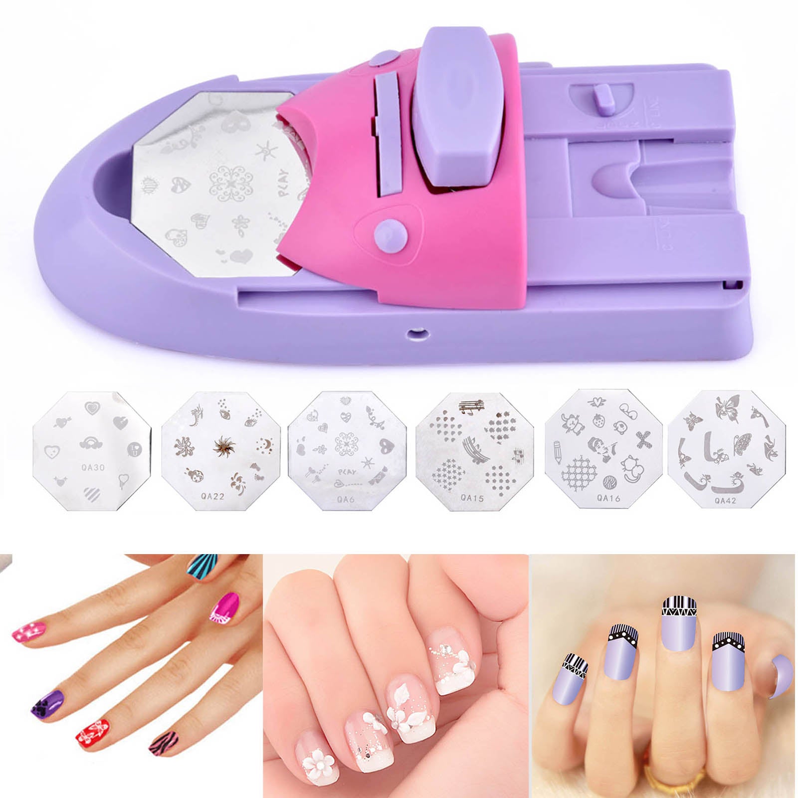 Nail Art Diy Printer Printing Manicure Machine With 6 Metal Pattern Plates Nail Polish Painting Machine Set DIY Nail Art Tool