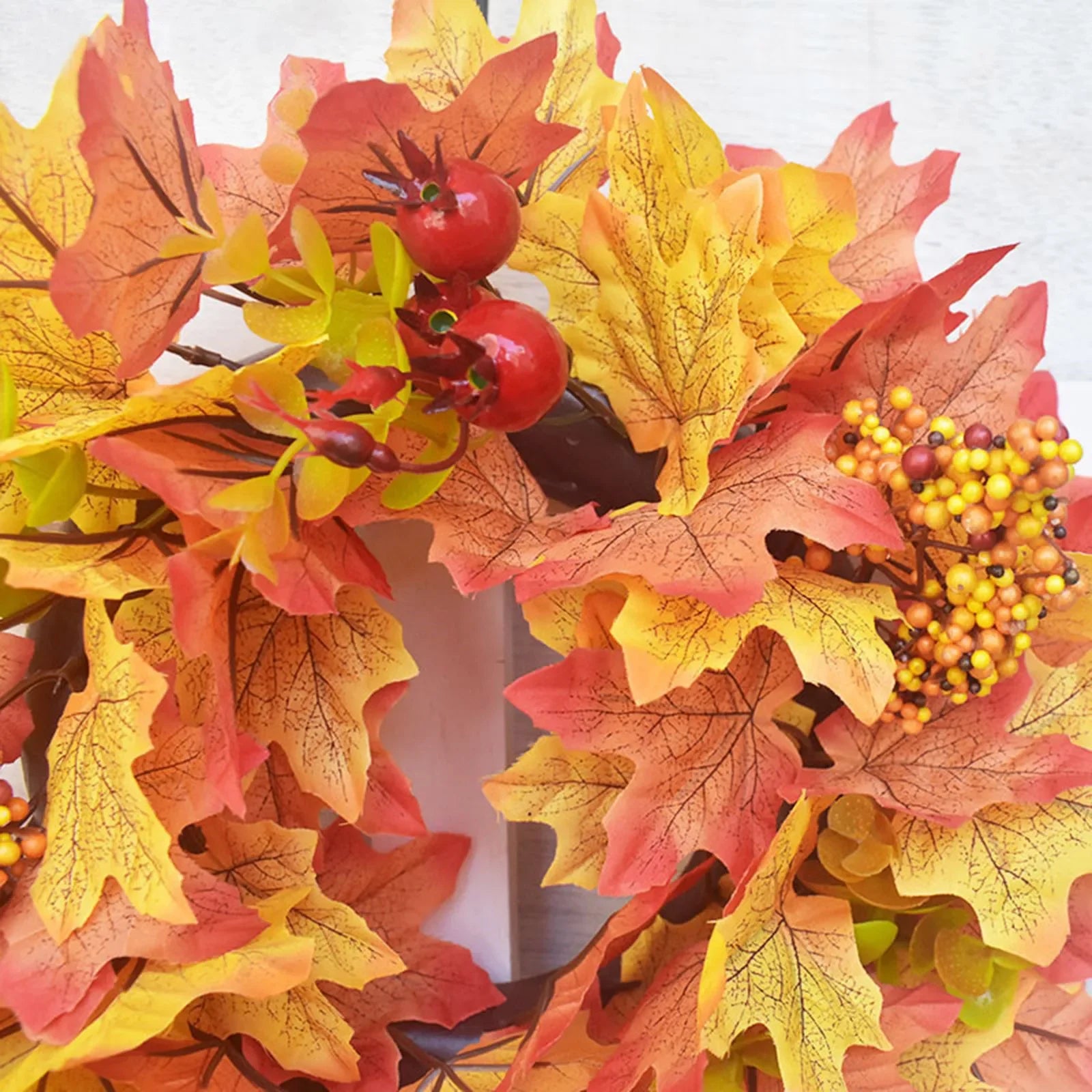 Halloween Decorations Festival Maple Leaf Wreath Pumpkin Wreath Thanksgiving Door Berry Pomegranate Patchwork Ornaments