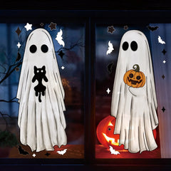 Halloween window stickers decoration, large white ghost silhouette, indoor Halloween party supplies